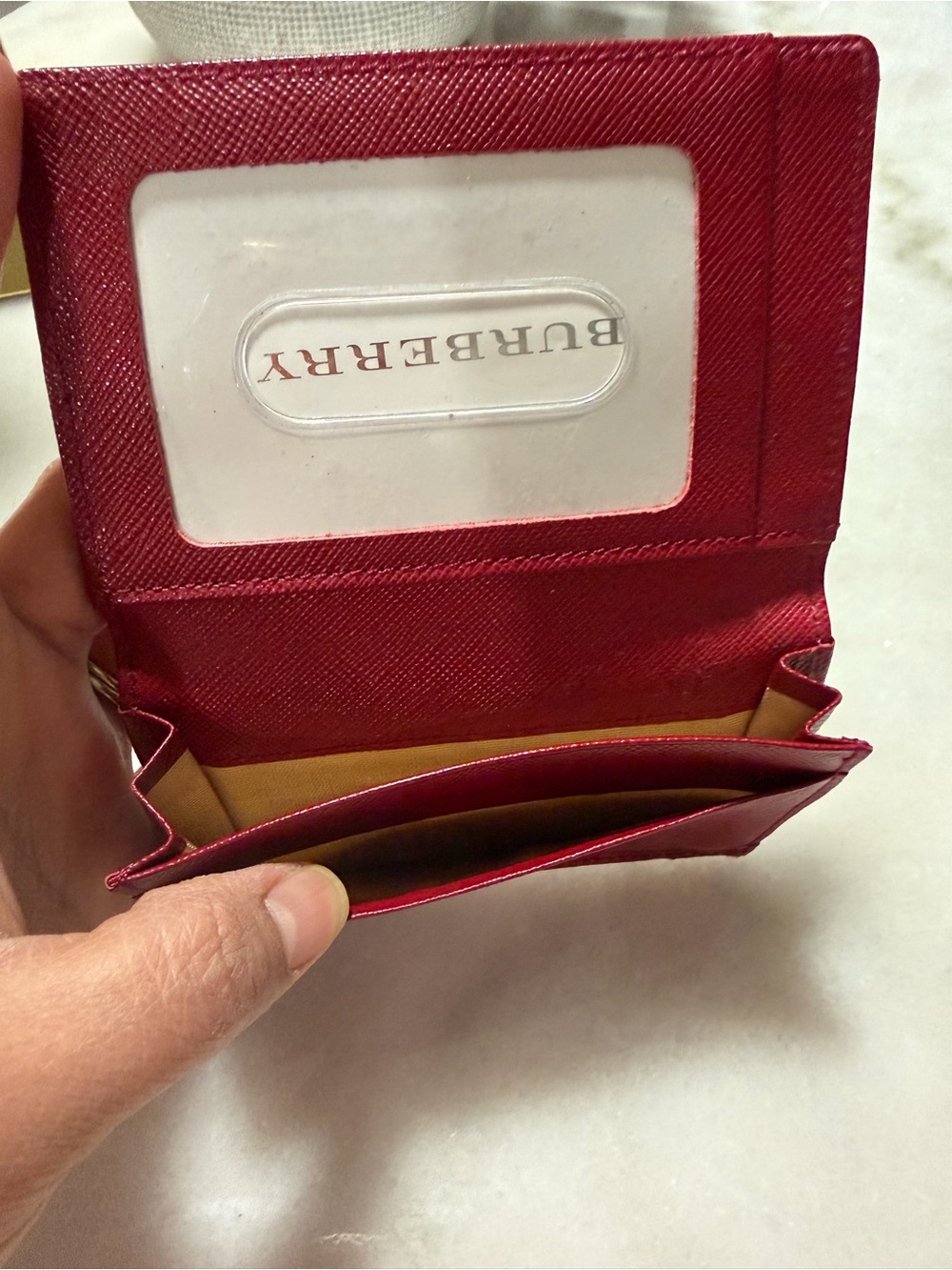 Burberry Red Leather ID Card Holder - Picture 4 of 4